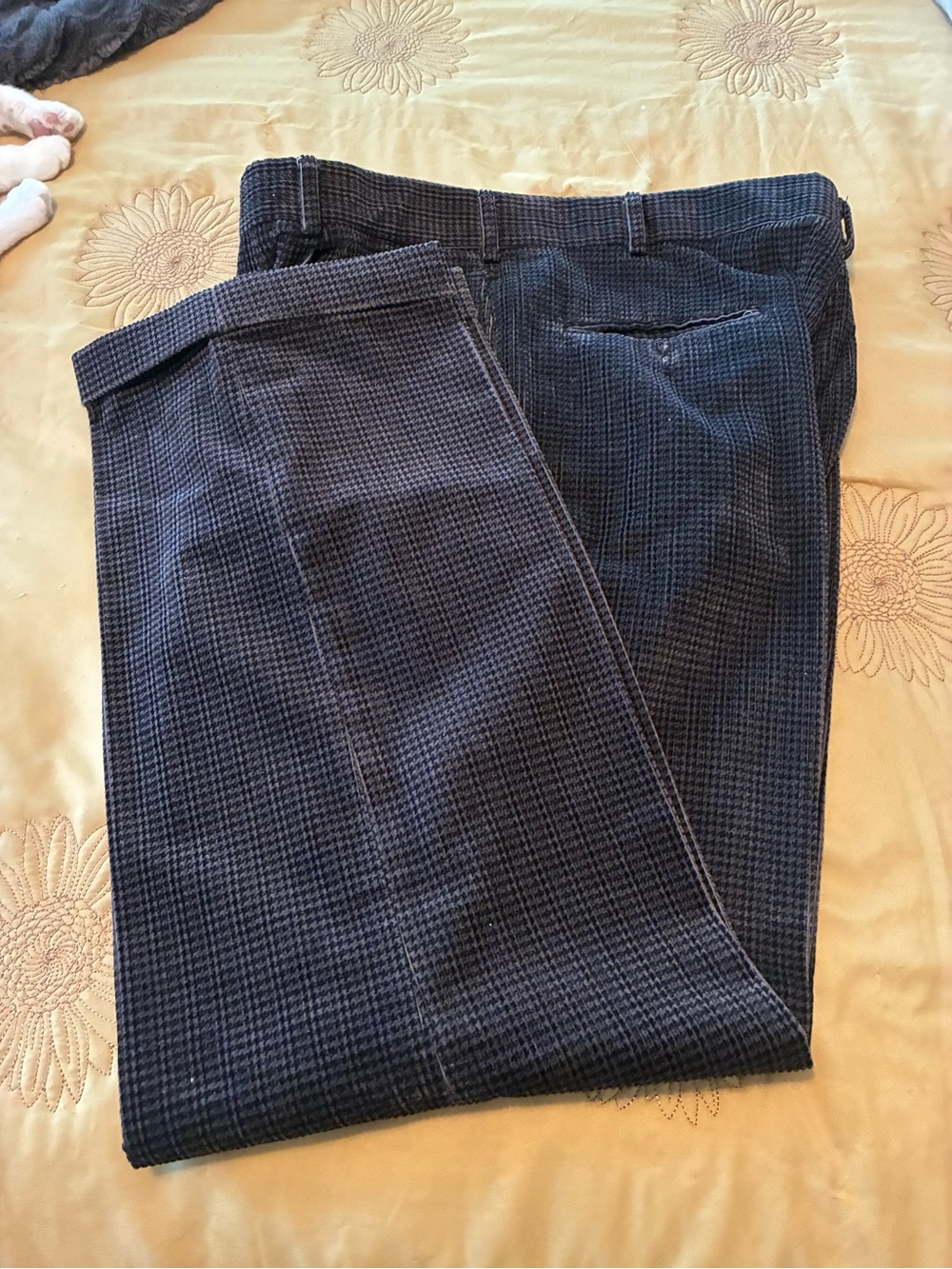 Classic Men's Black/Gray Houndstooth Corduroy Dress Pants